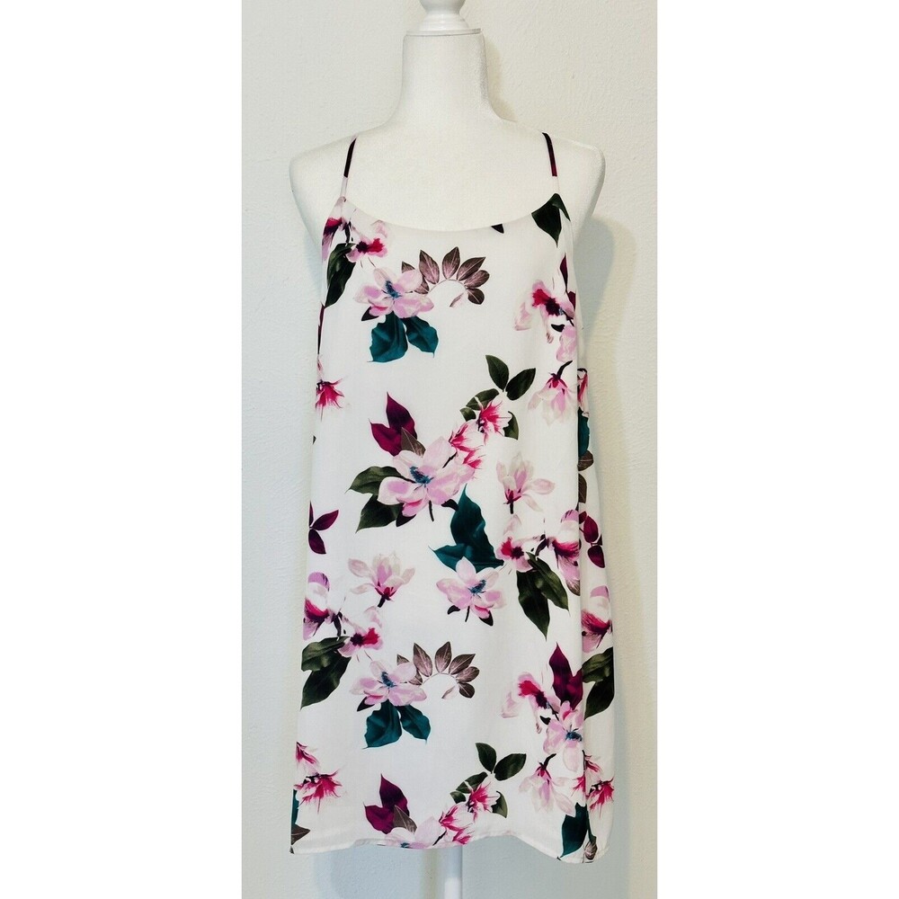 1. State White Floral Slip Dress with Pink and Green Blooms